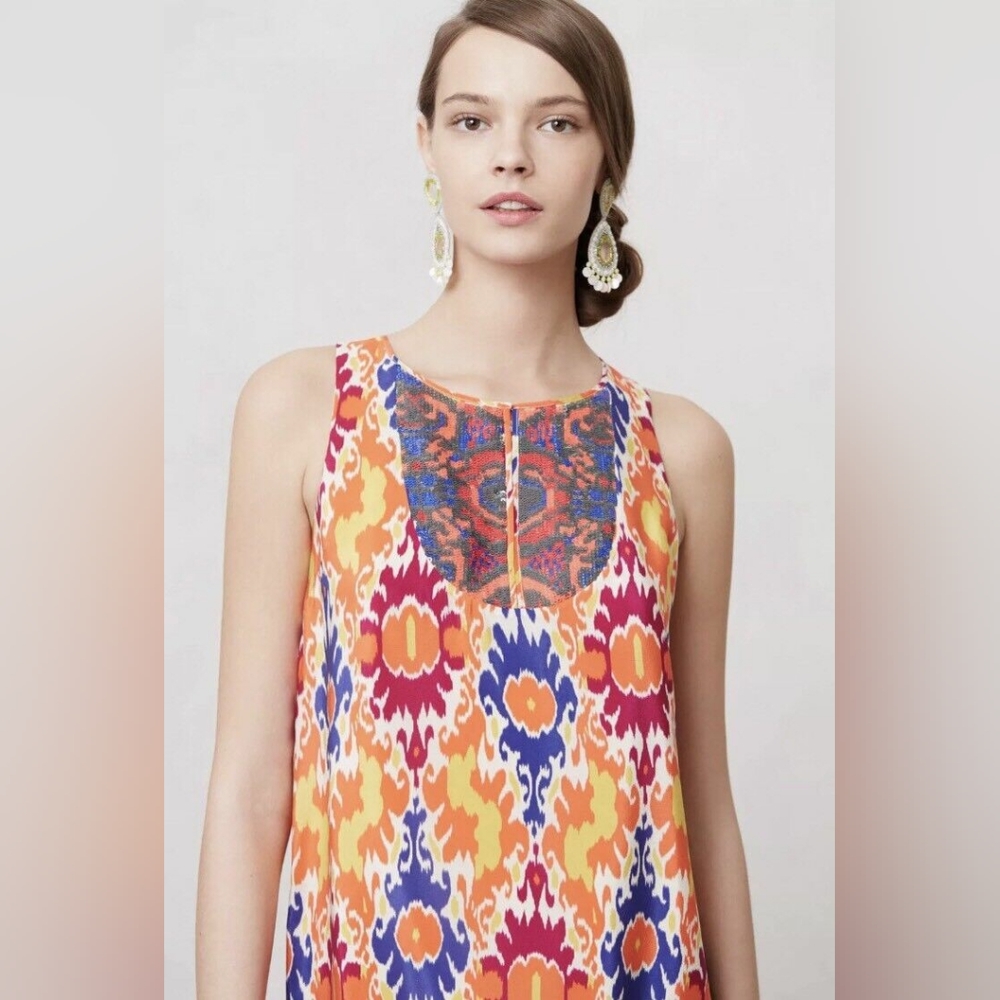 NWOT Anthropologie Floreat Kaleidescape 100% silk shift dress!